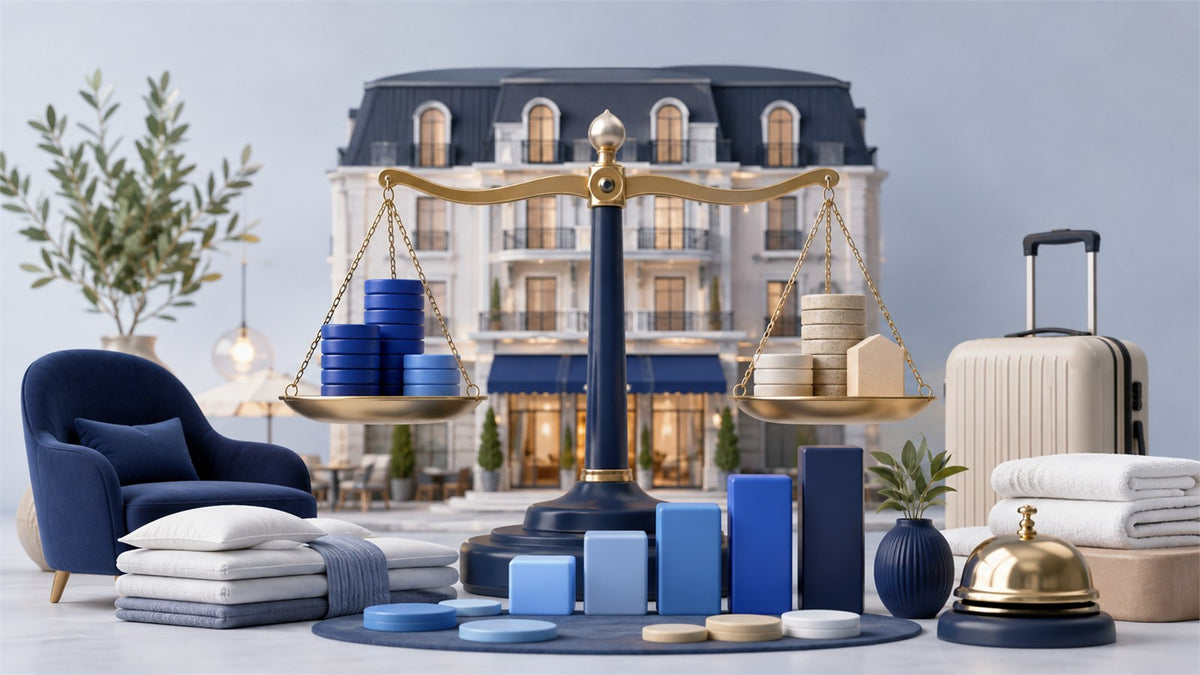 Editorial planning illustration for Boutique Hotel Revenue, Costs and Profitability
