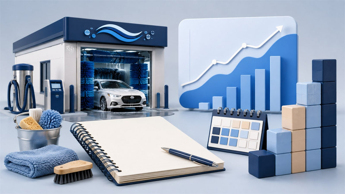 Editorial planning illustration for Car Wash Business Plan and Financial Forecast