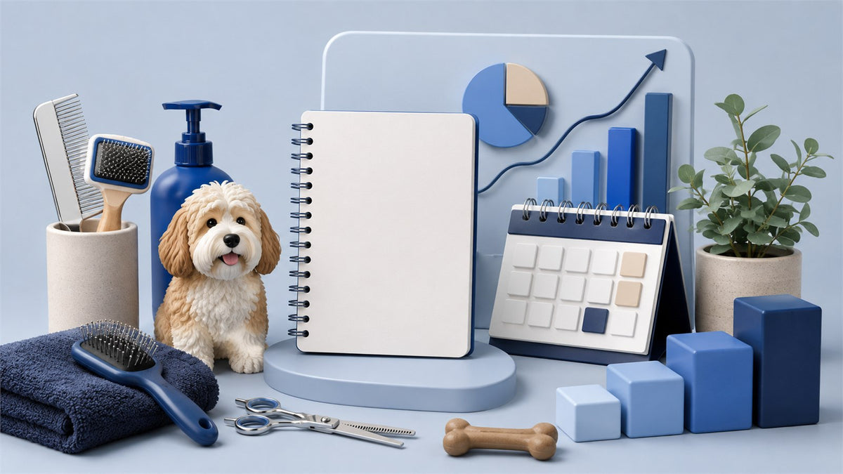 Editorial planning illustration for Dog Grooming Business Plan and Financial Forecast