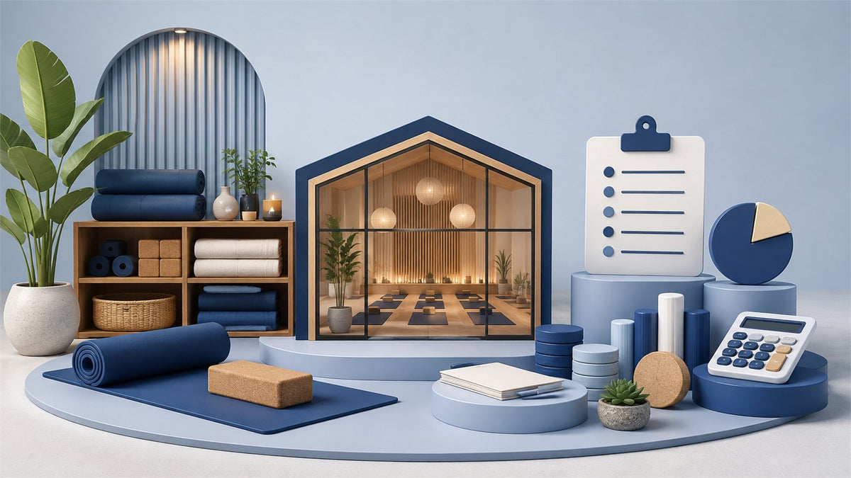 Editorial planning illustration for Yoga Studio Startup Cost Breakdown